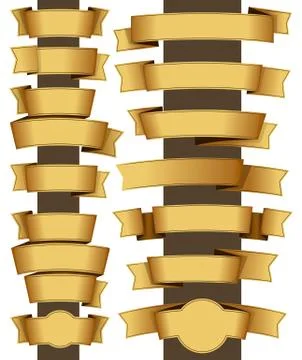 Gold ribbon set Illustrazione stock