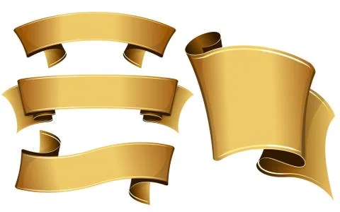 Gold ribbon set Stock Illustration