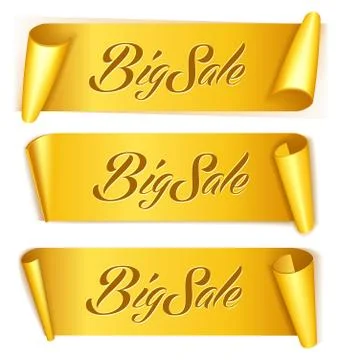 Gold ribbon set Stock Illustration