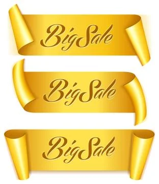Gold ribbon set Stock Illustration