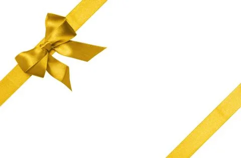 Gold ribbons with bow with tails Stock Photos