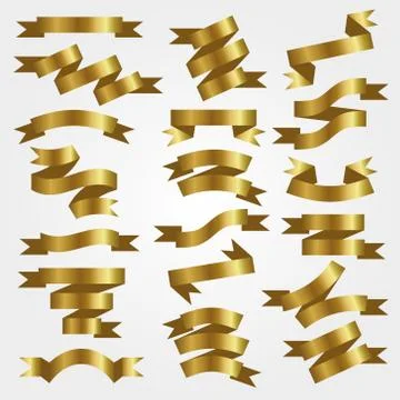 Gold ribbons Stock Illustration