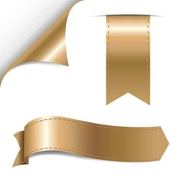 Gold ribbons set Stock Illustration