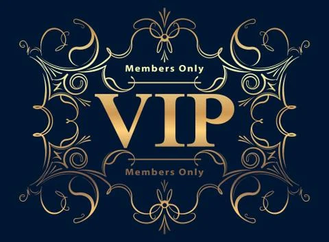 Gold rich decorated VIP design on a dark blue background. Stock-Illustration