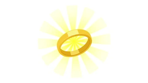 Gold ring animated sparkling with sunburst light ray wedding band in 4k iso.. Stock Footage 342539428