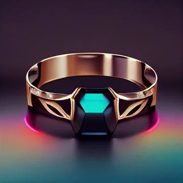 Gold ring with a big gemstone Stock Illustration