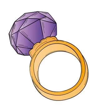 Gold ring with big stone Stock Illustration