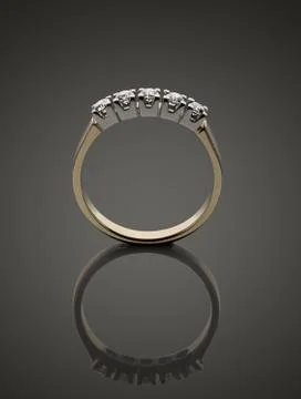 Gold ring with brilliants Stock Photos