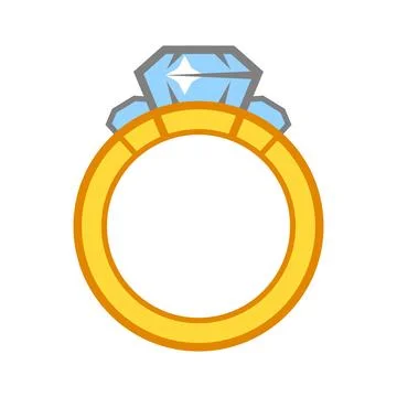 Gold ring with diamond. Stylized illustration icon. Image for jewelry shop. Stock Illustration