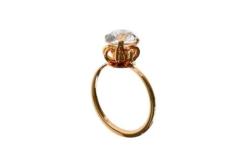 Gold ring with a diamond on a white background, jewelry Stock Illustration