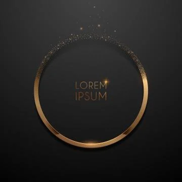 Gold ring with dots on black background Stock Illustration