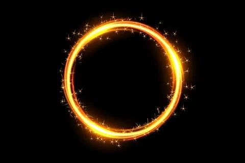 Gold Ring of Fire with Sparkler Firework, Vector Illustration 스톡 일러스트