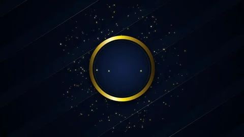 Gold ring frame with floating particles over elegant dark navy abstract mot.. Stock Footage 345572903