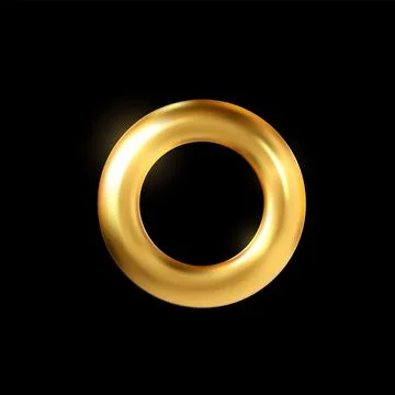 Gold ring frame, torus or donut shape vector illustration, round golden Illustrazione stock