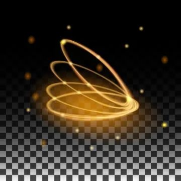 Gold ring glowing with the reflections on the transparent background. Vector  Illustrazione stock