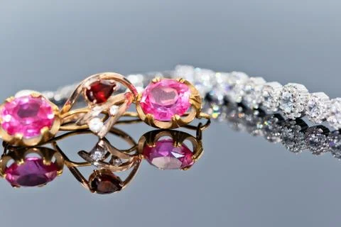 Gold ring is gracefully curved shape ruby Stock Photos