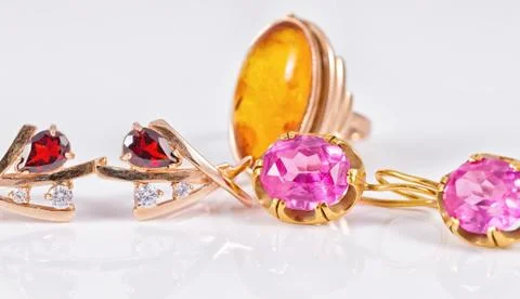 Gold ring is gracefully curved shape ruby Stock Photos