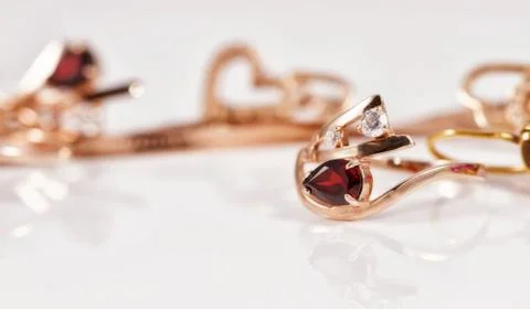 Gold ring is gracefully curved shape ruby Stock Photos