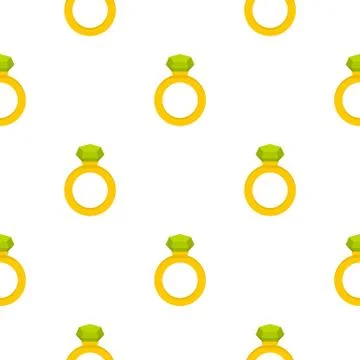 Gold ring with green gem pattern seamless Stock Illustration