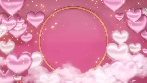 Gold ring with heart on cloud valentine background. Stock Footage 229687547