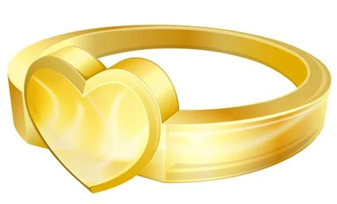 Gold ring with heart Stock Illustration