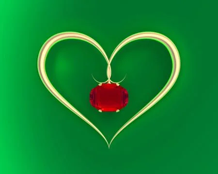 Gold ring heart shape Stock Illustration