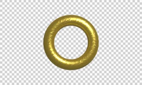 Gold ring isolated on white background. Shiny metallic circle symbol for lu.. Stock Illustration