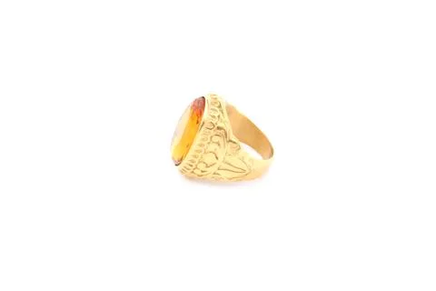Gold ring on isolated white background Stock Photos