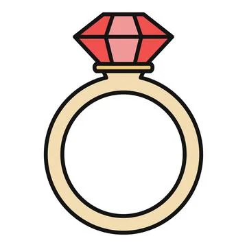 Gold ring with large red brilliant cut gem Stock Illustration