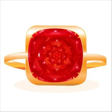Gold ring with a large red ruby Stock Illustration