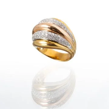 Gold ring with pave diamonds Fotos de archivo