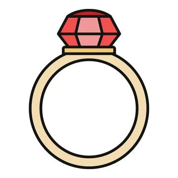 Gold ring presenting a red gemstone jewel Stock Illustration
