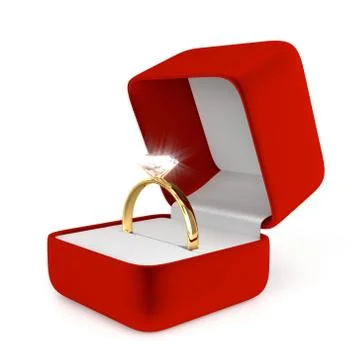 Gold Ring with Red Box Stock Illustration