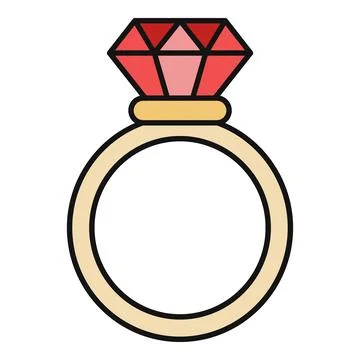 Gold ring with red diamond icon concept Stock Illustration