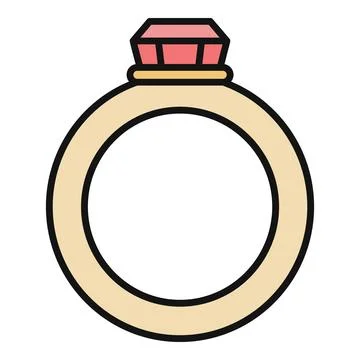 Gold ring with red gem for engagement イラスト素材