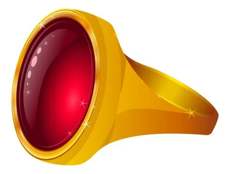 Gold ring with red gem イラスト素材