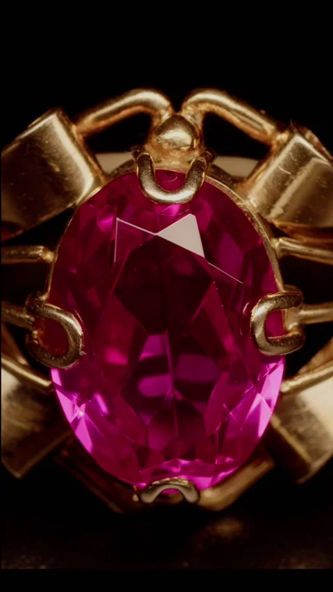 Gold ring with red gem macro frame 스톡 동영상 237701824