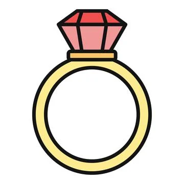 Gold ring with a red gemstone for luxury and romance Stock Illustration