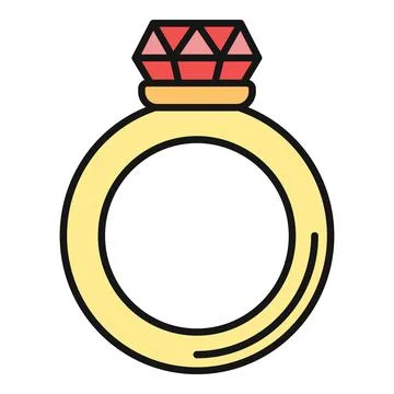 Gold ring with ruby gemstone icon design Stock Illustration