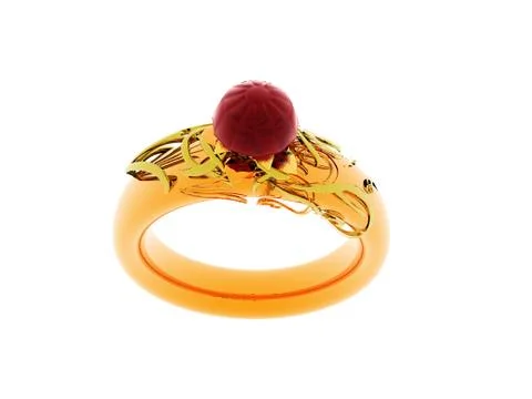 Gold ring with ruby Stock Illustration