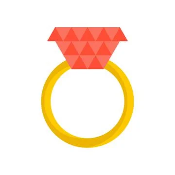 Gold ring with ruby ??isolated. Jewelry on white background Stock Illustration