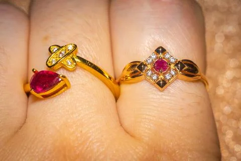 Gold ring with ruby Stock Photos