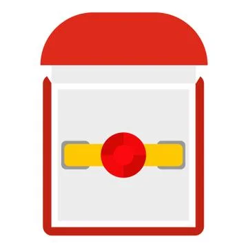 Gold ring with ruby in a red velvet box icon Stock Illustration