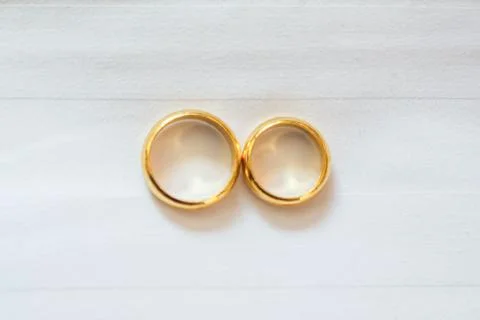 Gold ring on the table 스톡 사진