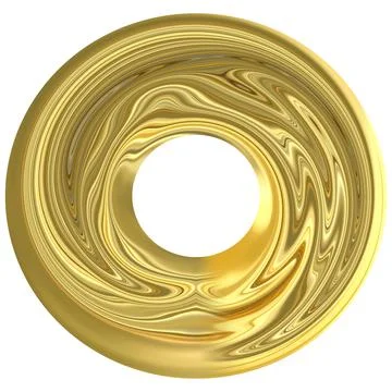 Gold ring on a white background. An abstraction made of liquid gold. Stock Illustration