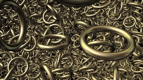 Gold rings falling in slow motion Stock Footage 76242102
