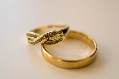 Gold rings macro. Stock Photos