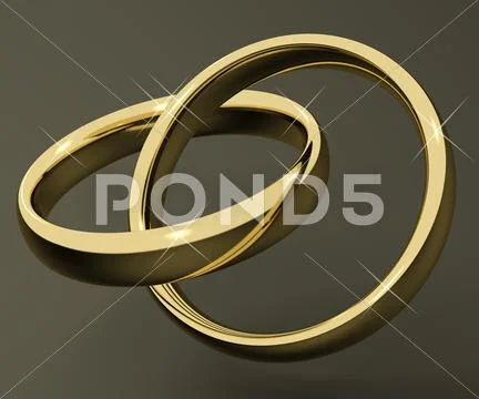Gold rings representing love valentines and romance Stock Illustration