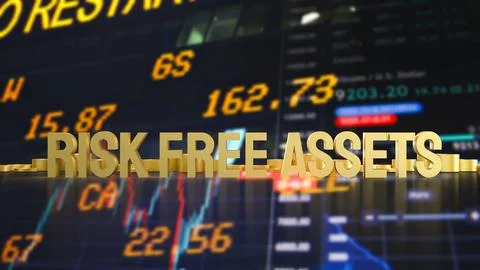 Gold Risk Free Assets In A Secure Investment Market 3d render. Stock Illustration