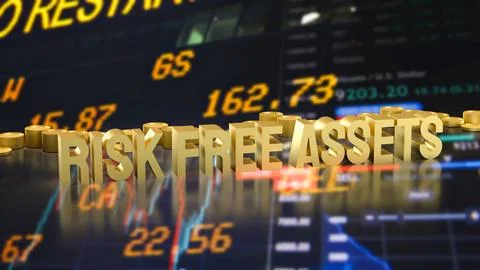 Gold Risk Free Assets In A Secure Investment Market 3d render. Stock Illustration